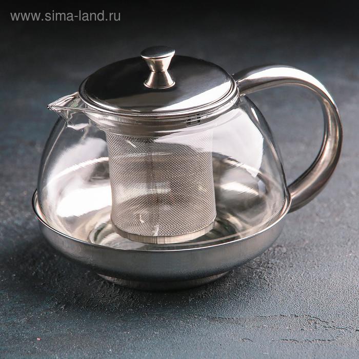 Чайник стеклянный заварочный с металлическим ситом «Металлик», 800 мл чайник заварочный со стеклянной крышкой и ситом диана 800 мл
