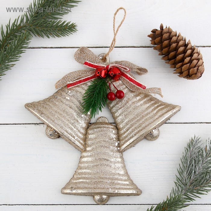 

Украшение новогоднее "Три колокольчика с бубенчиками" 19х18 см