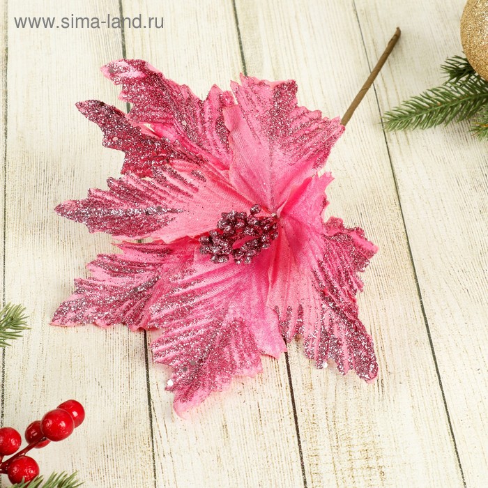 Декор Зимний цветок резной, 23х19 см, розовый