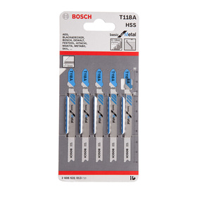 

Пилки для лобзика Bosch 2608631013, 5 шт., по металлу, 67 мм, шаг 1.1-1.5 мм, прямой рез