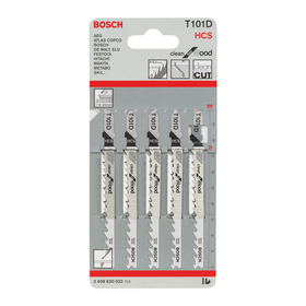 

Пилки для лобзика Bosch 2608630032, 5 шт., по дереву, 74/100 мм, шаг 4-5.2 мм, чистый рез