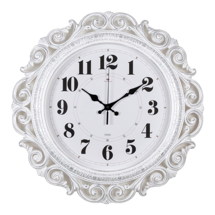 фото Часы настенные, серия: классика, "хостон", белое серебро, 40.5 см, d=26 см, микс рубин