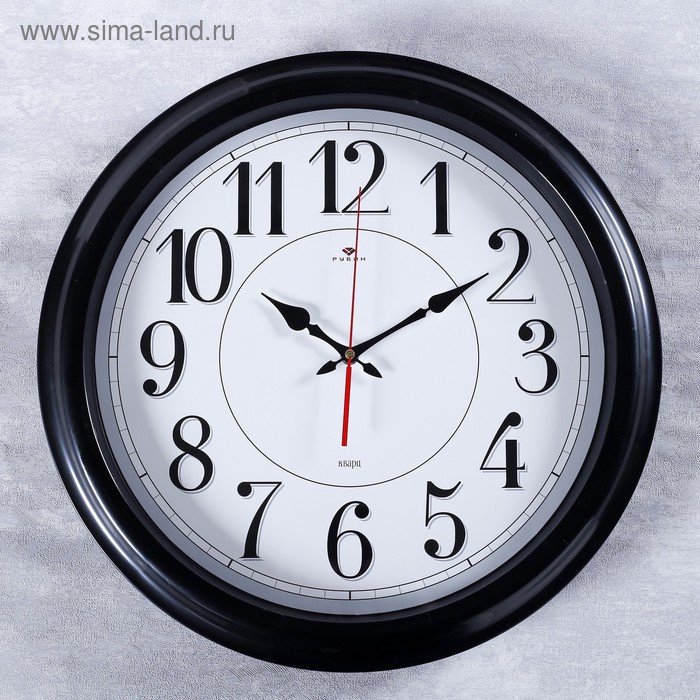 фото Часы настенные, серия: классика, "клавер", черные, 48 см