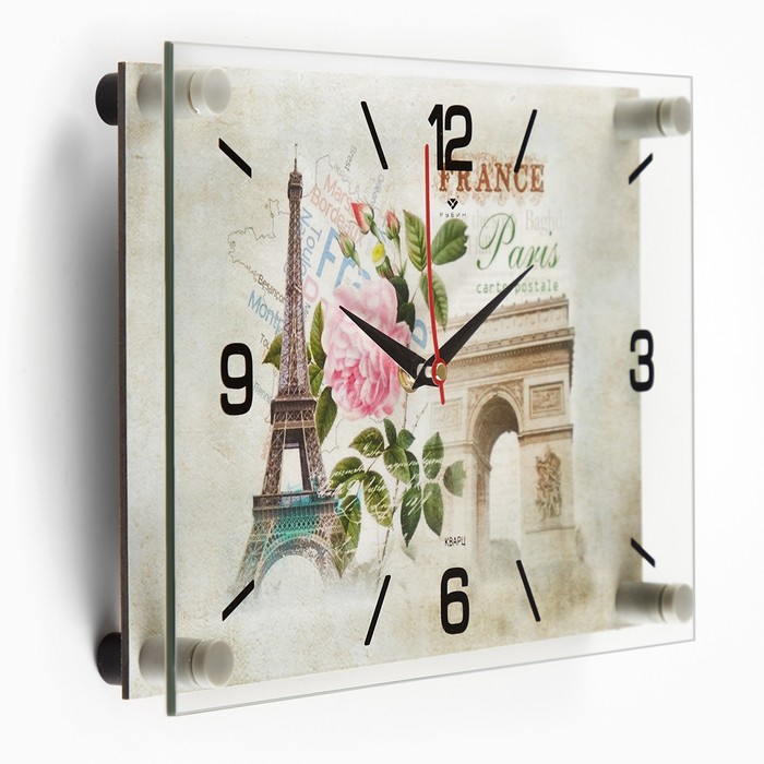 фото Часы настенные, интерьерные: город, "paris", 20 х 30 см рубин