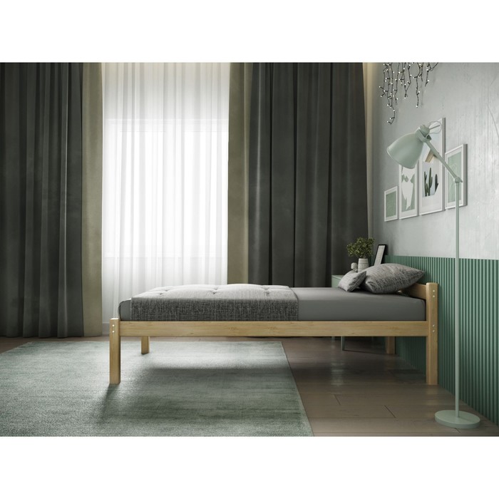 фото Односпальная кровать «т1», 800×2000, массив сосны, без покрытия
