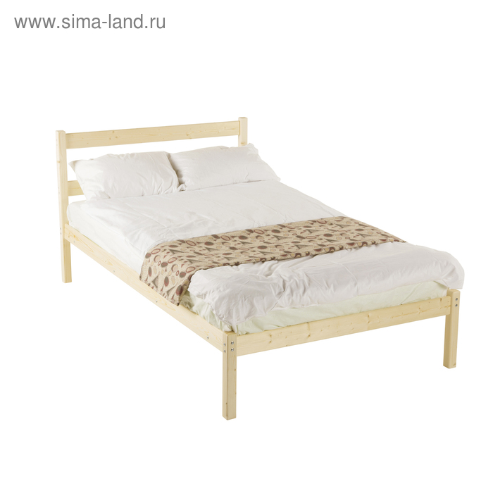 Двуспальная кровать, одноярусная, 1400×2000, массив сосны, без покрытия двуспальная кровать лео с каркасом под балдахин 120×190 см массив сосны без покрытия