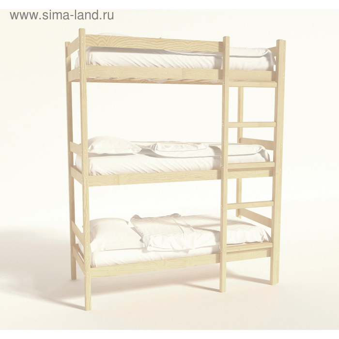 Трёхъярусная кровать, 800×1900, массив сосны, без покрытия