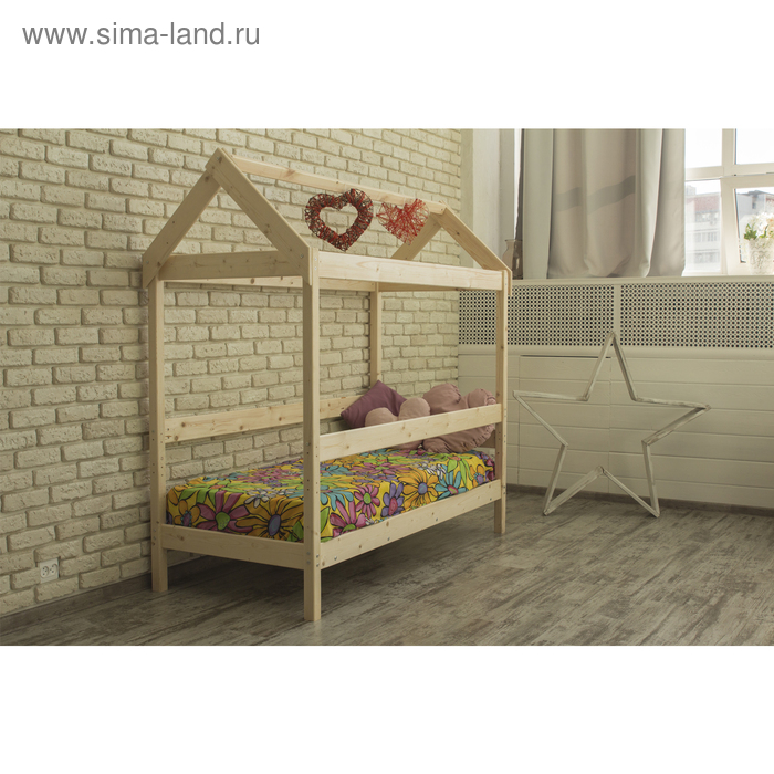 Детская кровать-домик, 700×1600, массив сосны, без покрытия детская кровать домик 800×1600 массив сосны без покрытия