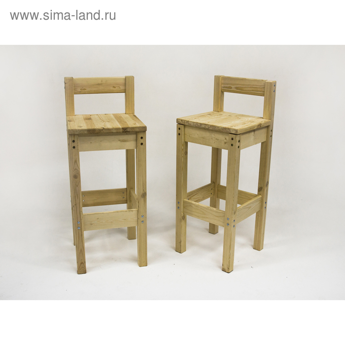 Барный стул с низкой спинкой, 400×400×1050 мм, массив сосны, без покрытия
