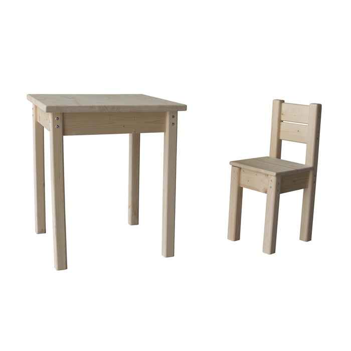 Набор «Незнайка», стол и стул, массив сосны, без покрытия