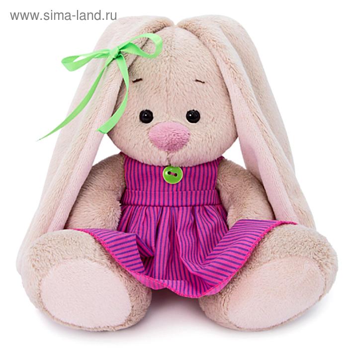 фото Мягкая игрушка «зайка ми в розовом платье в полоску», 15 см