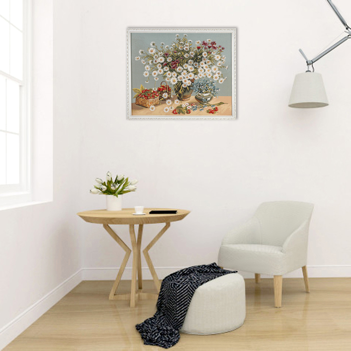 Гобеленовая картина "Белые ромашки" 71х51 см