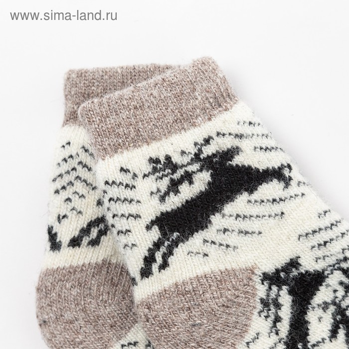 фото Носки детские шерстяные «олени», цвет белый, размер 18 стильная шерсть