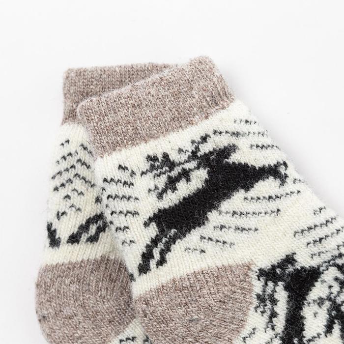 фото Носки детские шерстяные «олени», цвет белый, размер 22 стильная шерсть