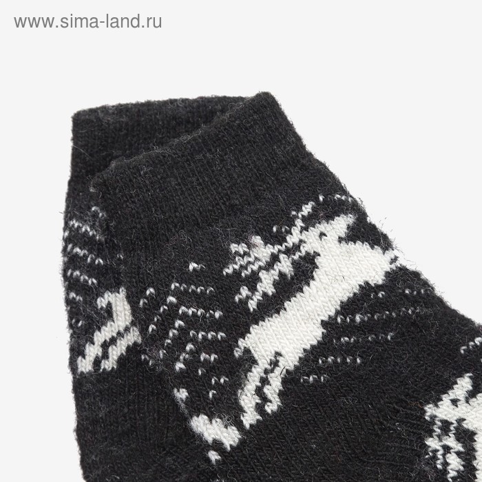 фото Носки детские шерстяные «олени», цвет чёрный, размер 22 стильная шерсть