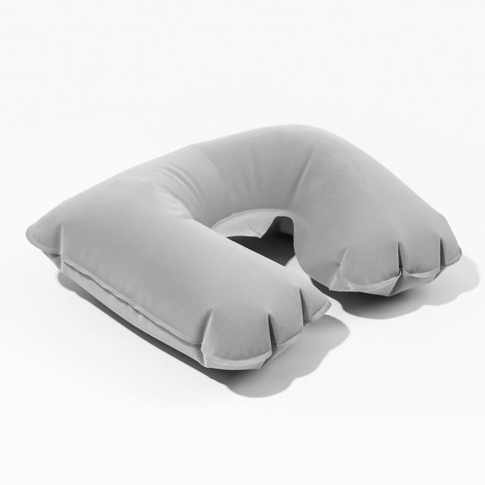 Подушка для шеи дорожная, надувная, 38 × 25 см, в коробке, цвет серый