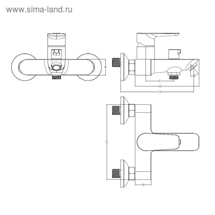 

Смеситель для ванны IDDIS Cloud CLOSB02i02WA, однорычажный, без лейки и шланга, хром