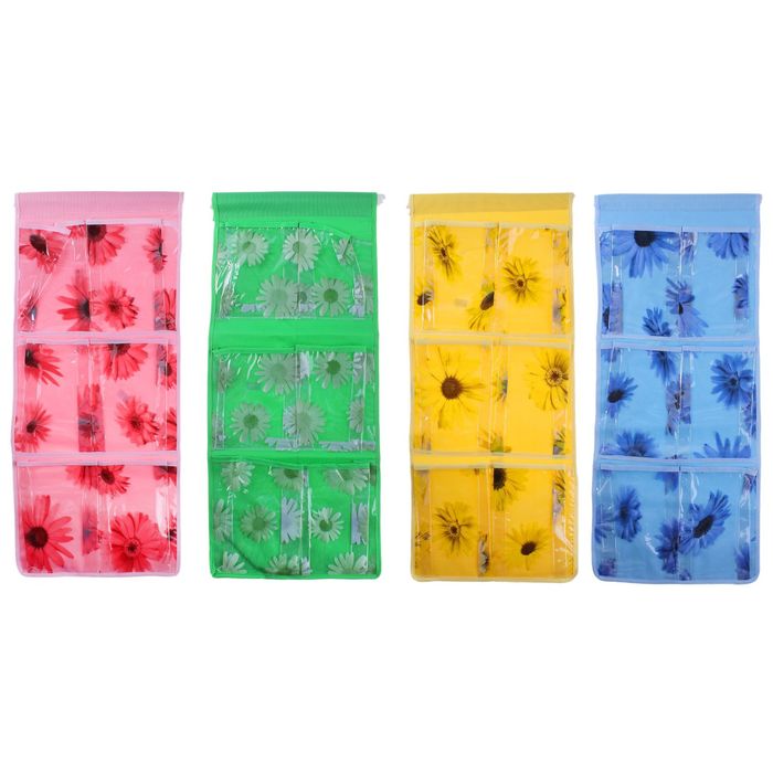 Органайзер с карманами подвесной "Герберы", 6 отделений, цвет МИКС