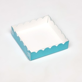 Коробочка для печенья с PVC крышкой, голубая, 12 х 12 х 3 см