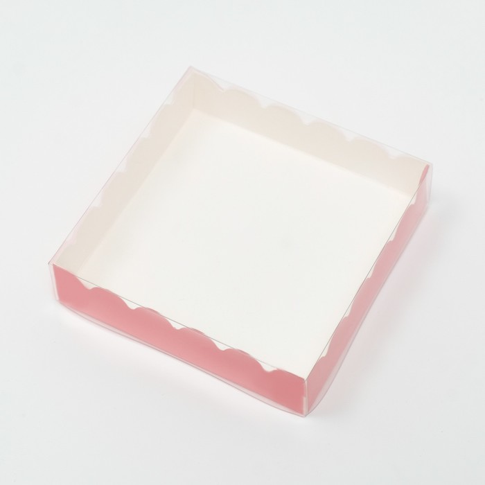 Коробочка для печенья с PVC крышкой, розовая, 12 х 12 х 3 см коробочка для печенья с pvc крышкой белая 22 х 15 х 3 см