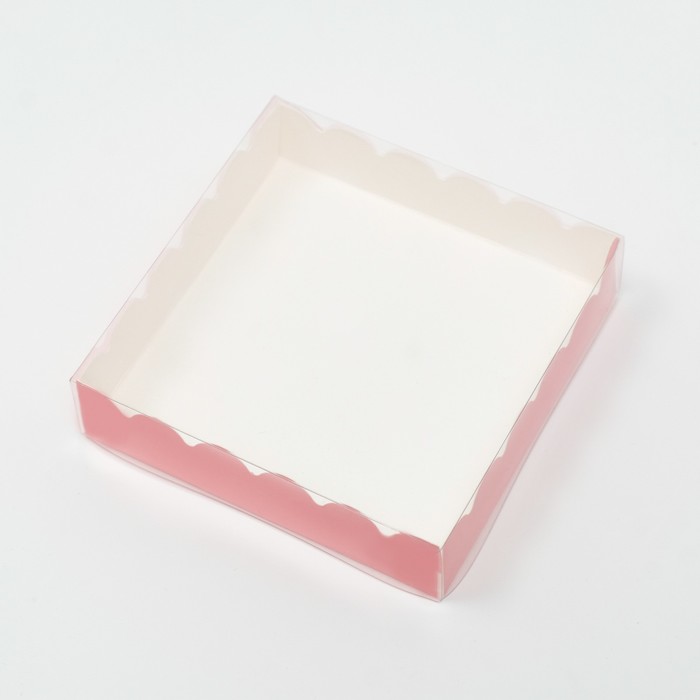 

Коробочка для печенья с PVC крышкой, розовая, 12 х 12 х 3 см