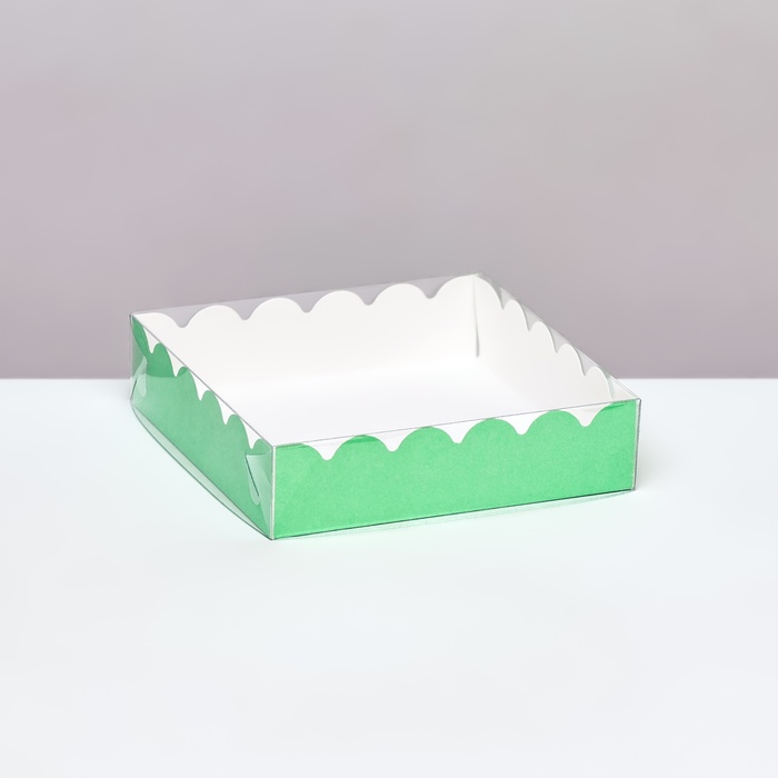 

Коробочка для печенья с PVC крышкой, мятная, 12 х 12 х 3 см