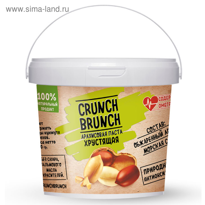 Пасты, кремовый зефир Арахисовая паста «СRUNCH-BRUNCH» Хрустящая 1000г