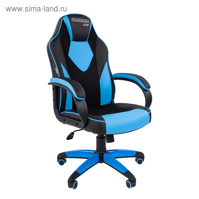 Кресло игровое Chairman game 17, черный/голубой кресло chairman 9801 jp15 3 голубой
