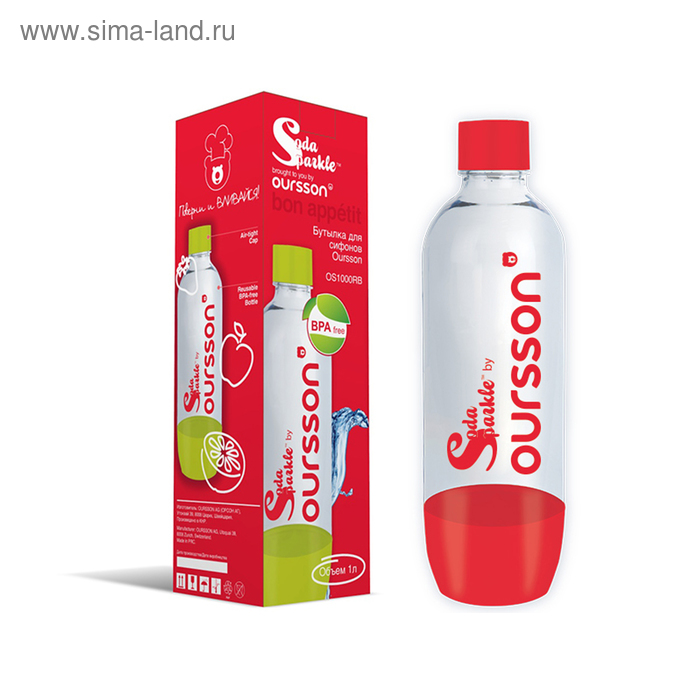 фото Пластиковая бутылка oursson, os1000rb/rd, 1 л, красный
