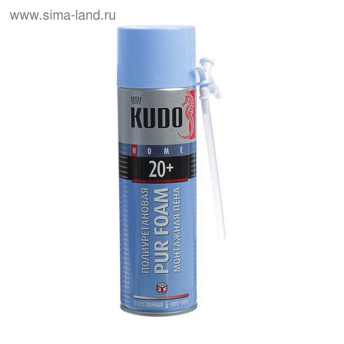 Монтажная пена KUDO HOME20+, адаптерная, всесезонная, выход 20 л, 650 мл монтажная пена kudo home20 адаптерная всесезонная выход 20 л 650 мл в упаковке шт 1