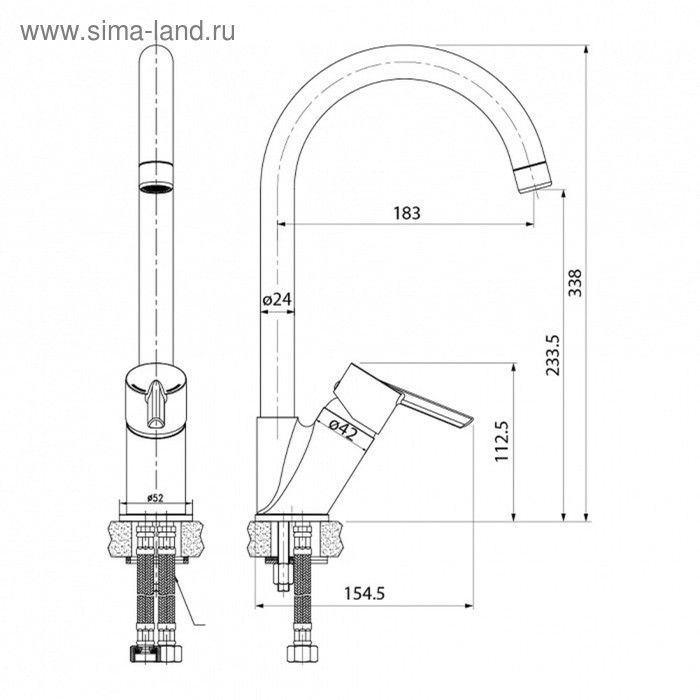 

Смеситель для кухни IDDIS Kitchen Line K11SB0Ji05, однорычажный, хром