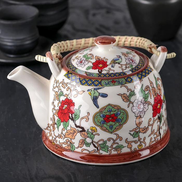 Чайник керамический заварочный с металлическим ситом «Цветы», 900 мл чайник керамический заварочный с металлическим ситом бабочки 900 мл