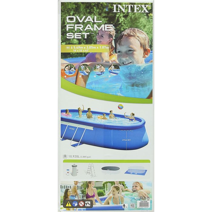 Бассейн надувной Oval Frame, 549х305х107 см, фильтр-насос, лестница, тент, подстилка 28192 INTEX