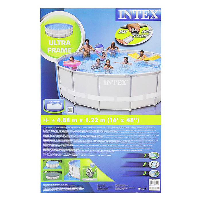 Бассейн каркасный круглый 488х122 см (песч.фил. нас., 220V, лестница, подстилка, тент) 54924 INTEX