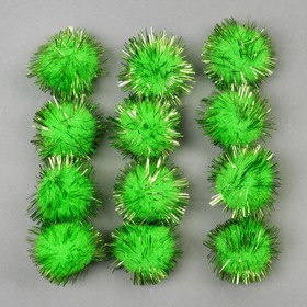 

Набор деталей для декора «Бомбошки с блеском» набор 12 шт., размер 1 шт: 3 см, цвет зелёно-золотой