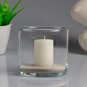 Ваза-цилиндр 'Труба' с белой свечой, 10,7×10 см, 9 ч, стекло Ош