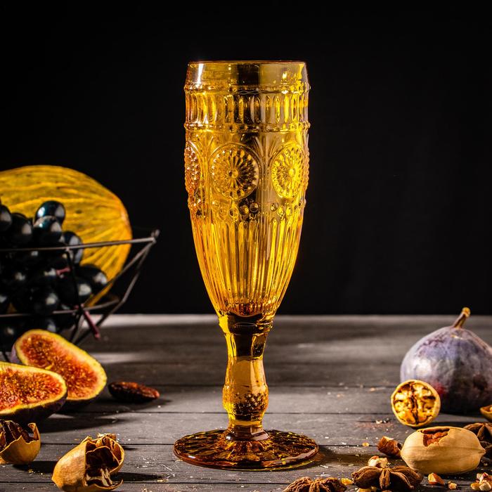 Бокал из стекла для шампанского Magistro «Ларго», 180 мл, 7×19,7 см, цвет янтарный бокал для шампанского magistro идеал 240 мл 7 2×26 см цвет красный