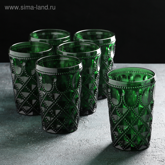 фото Набор стаканов «варьете», 465 мл, 8,5×14 см, 6 шт, цвет зелёный magistro