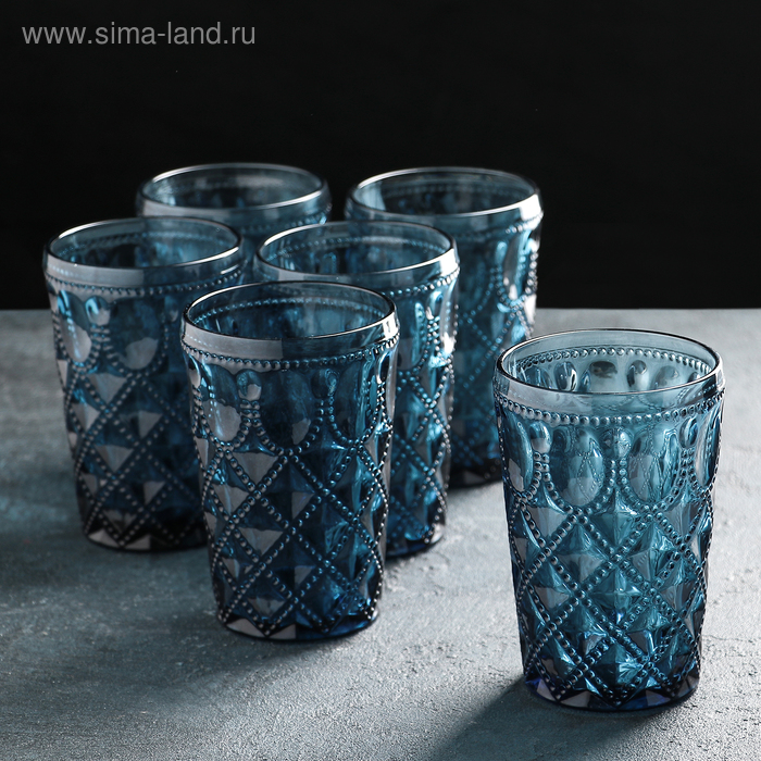 фото Набор стаканов «варьете», 465 мл, 8,5×14 см, 6 шт, цвет синий magistro