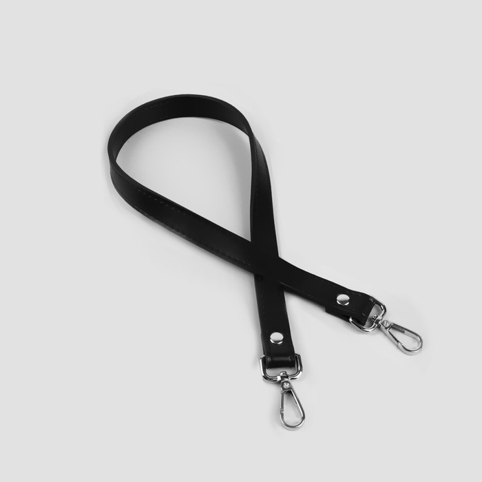 Ручка для сумки, с карабинами, 60 × 2 см, цвет чёрный