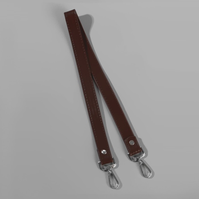 Ручка для сумки, с карабинами, 60 × 2 см, цвет коричневый