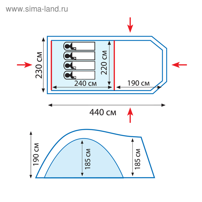 фото Палатка anaconda 4 (v2), 440 х 230 х 190 см, цвет зелёный tramp