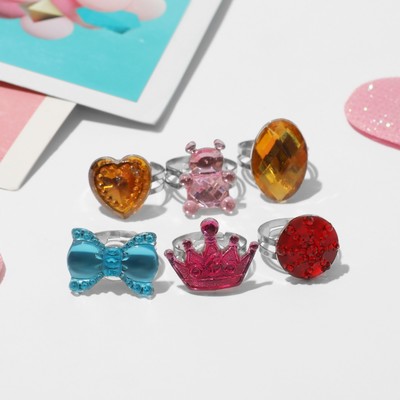 Кольцо детское "Выбражулька" радости, форма МИКС, цвет МИКС в серебре