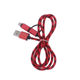 

Кабель 2 в 1 LuazON, Lightning/microUSB - USB, 1 A, 1 м, оплётка нейлон, красный