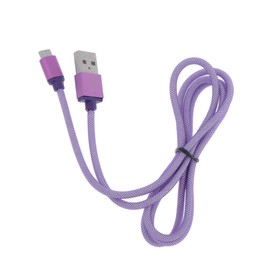 

Кабель LuazON, micro USB - USB, 1 А, 1м, пластиковое армирование, штекер металл, фиолетовый