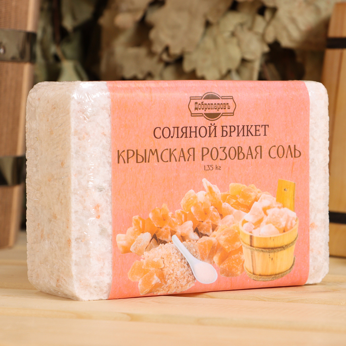 Соляной брикет из крымской розовой соли, 1,35 кг "Добропаровъ"