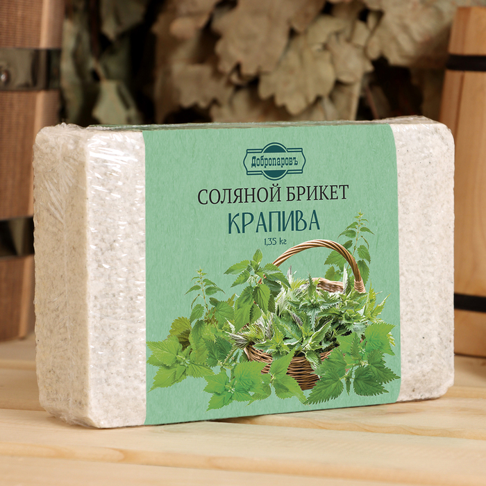 Соляной брикет с алтайскими травами "Крапива", 1,35 кг "Добропаровъ"