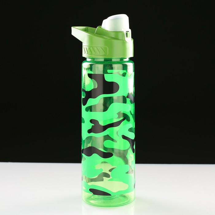 Бутылка для воды, 700 мл,  8 х 24.5 см, зеленый камуфляж