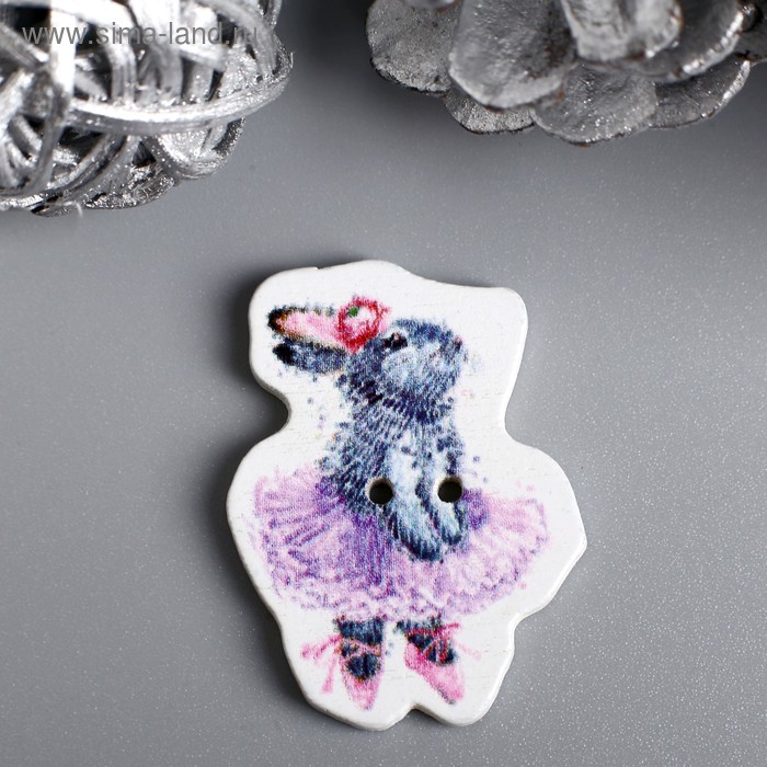 фото Набор пуговиц для творчества дерево "зайка-балерина" набор 15 шт 3х2,3 см арт узор