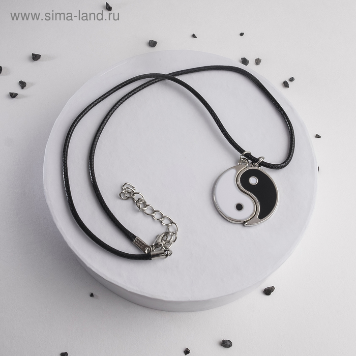 Кулон «Инь-ян», цвет чёрно-белый в серебре, на чёрном шнурке, 42 см кольцо керамика инь ян цвет чёрно белый в серебре 18 размер